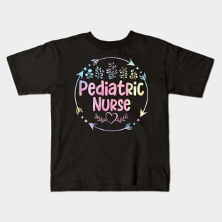 Pediatric Nurse cute floral watercolor Kids T-Shirt